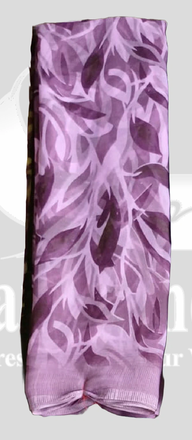 Chiffon Leaf Printed Saree - SANGNI1202 - Lavender Purple Mix